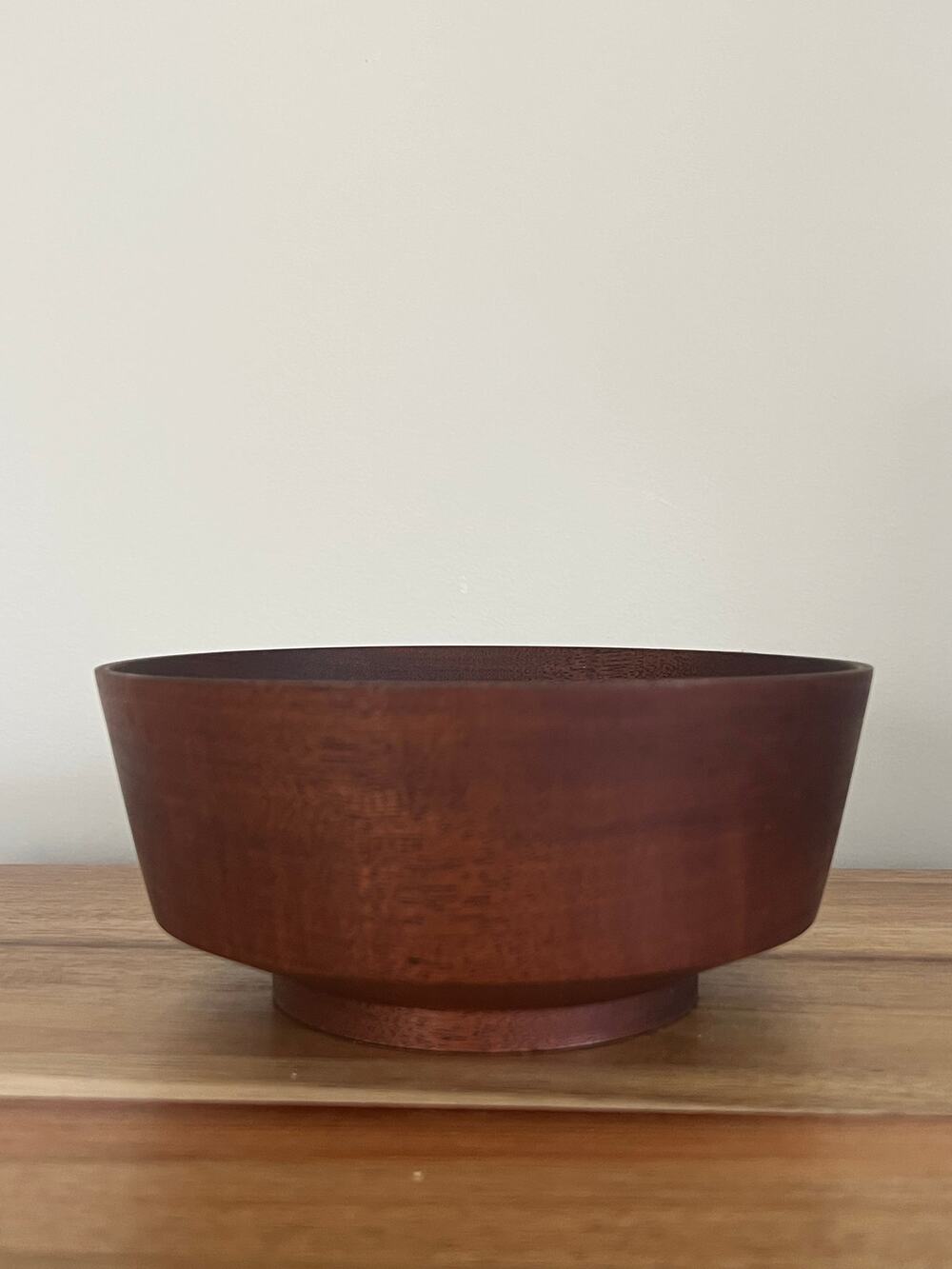 Vintage Hand Turned Serving Bowl Squared Curve JL